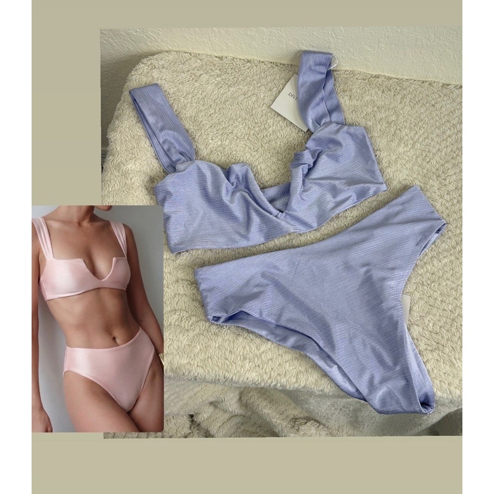 Divino Seas Ana Nera Bikini Top And Bottom In Lavender Silk Size M/L NWT